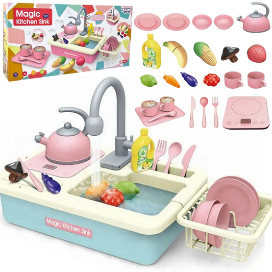 WOOPIE Speelgoed 2-in-1 Keukenspoelbak met Waterkraan - Blauw