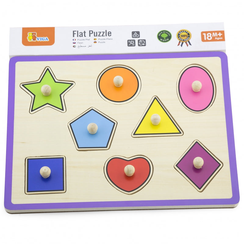 VIGA Houten Kleurrijke Puzzel met Pinnetjes, Vormen voor Baby's
