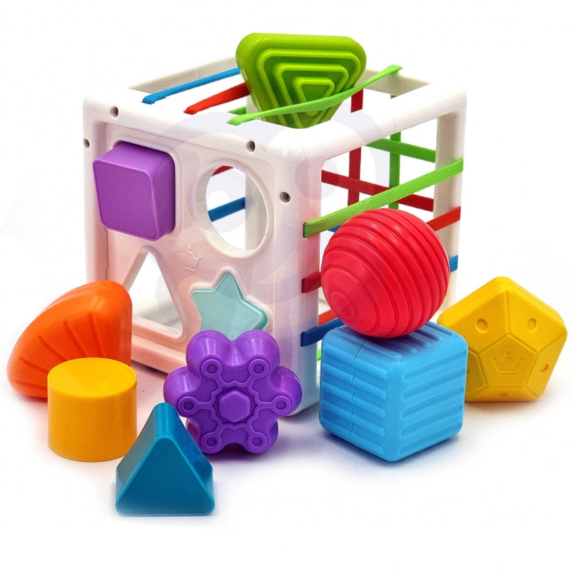 WOOPIE BABY Flexibele Sensorische Kubus – Sorteerspel voor Baby's met Kleurrijke Vormen, 11 stuks