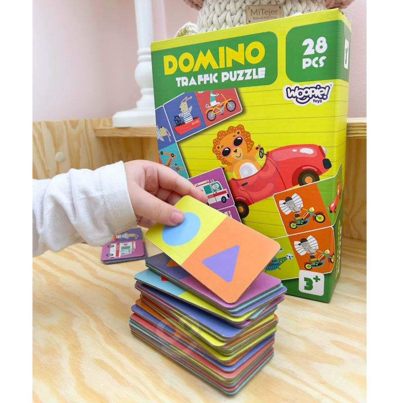 WOOPIE Dominospelset Transport Dieren Schuifpuzzels voor kinderen