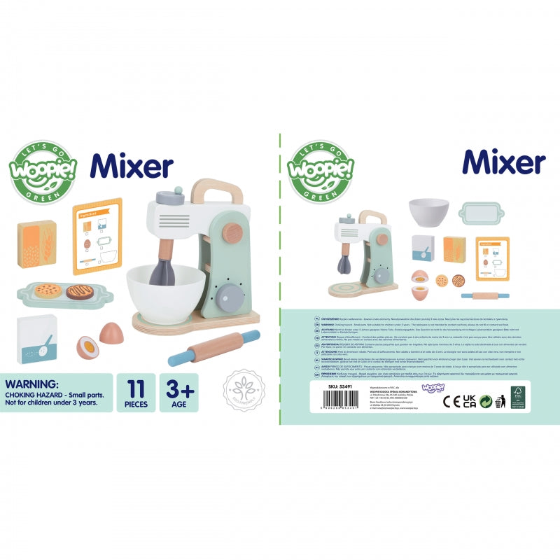 WOOPIE GREEN Houten Keukenmixer, Blender met Accessoires – 11 stuks