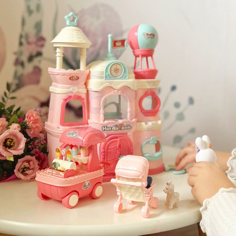 WOOPIE Speelgoed Kleurrijk Poppenhuis met 3 verdiepingen, figuurtjes en accessoires
