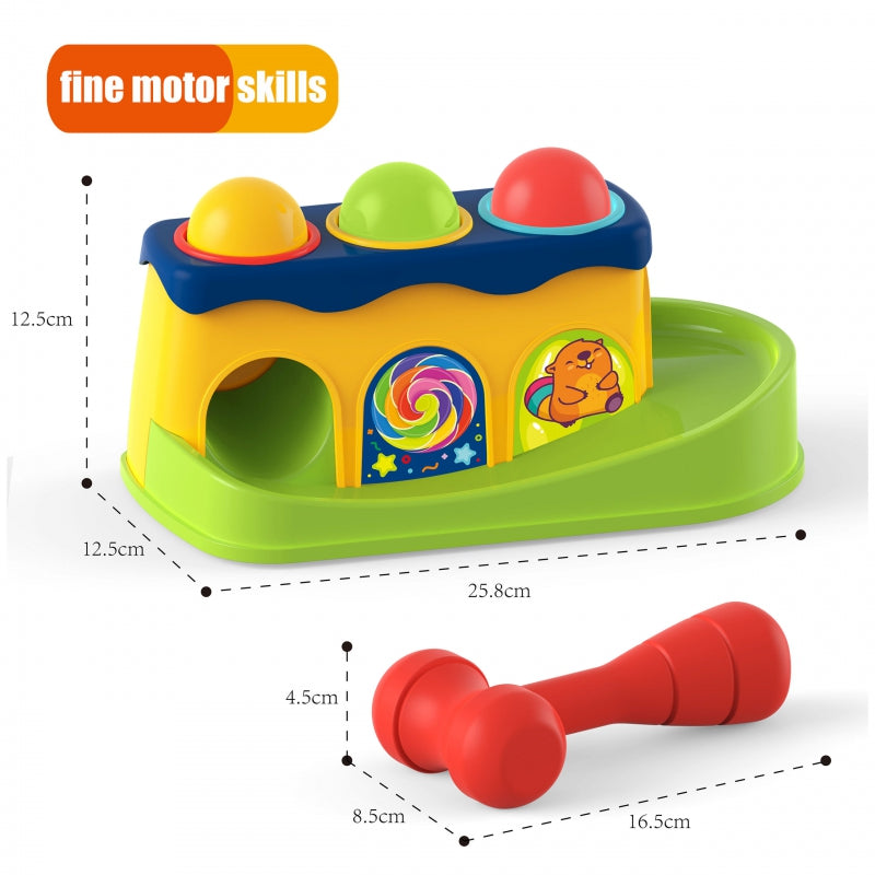 WOOPIE BABY Kleurrijke Doorsteek Hamerbank met Hamertje - Montessori Speelgoed