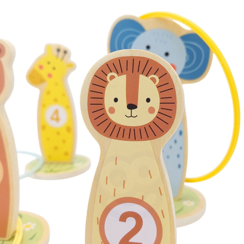 TOOKY TOY Houten Gooi de kegels behendigheidsspel - 15 stuks