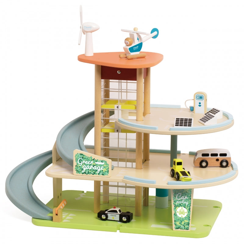 CLASSIC WORLD Houten speelgoed XL Garage met 3 Verdiepingen en Lift