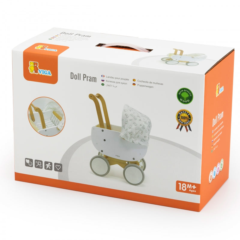 VIGA Houten Poppenwagen met Gondel Wit