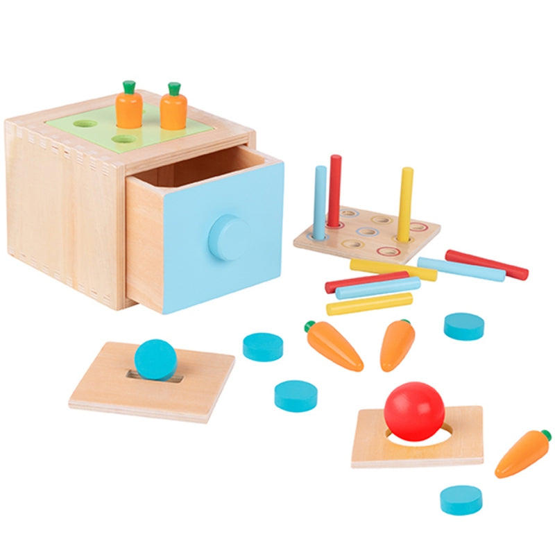 WOOPIE GREEN Houten Wortel 4-in-1 sorteerspel - Educatieve Lade - Montessori speelgoed -FSC