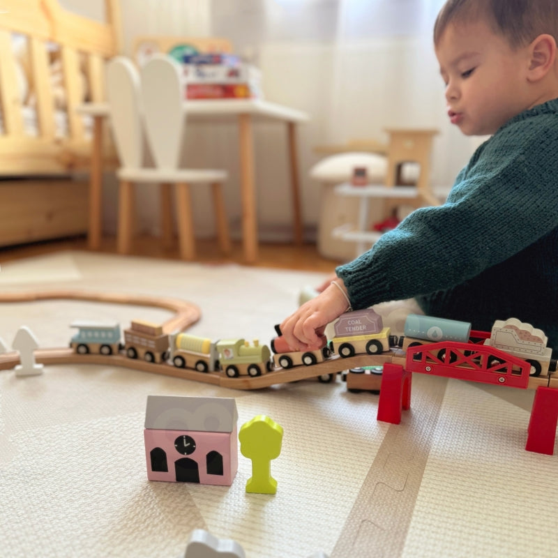 TOOKY TOY Houten Magneet Trein met Wagons