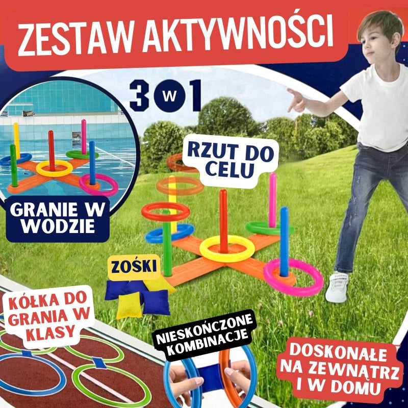WOOPIE Hoepelspel, Tikkertje en Cornhole Zakwerpen 3 in 1 spel