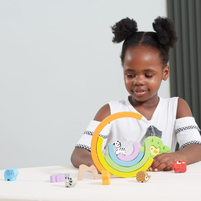 VIGA Houten Regenboogpuzzel Creatieve Montessori Blokken