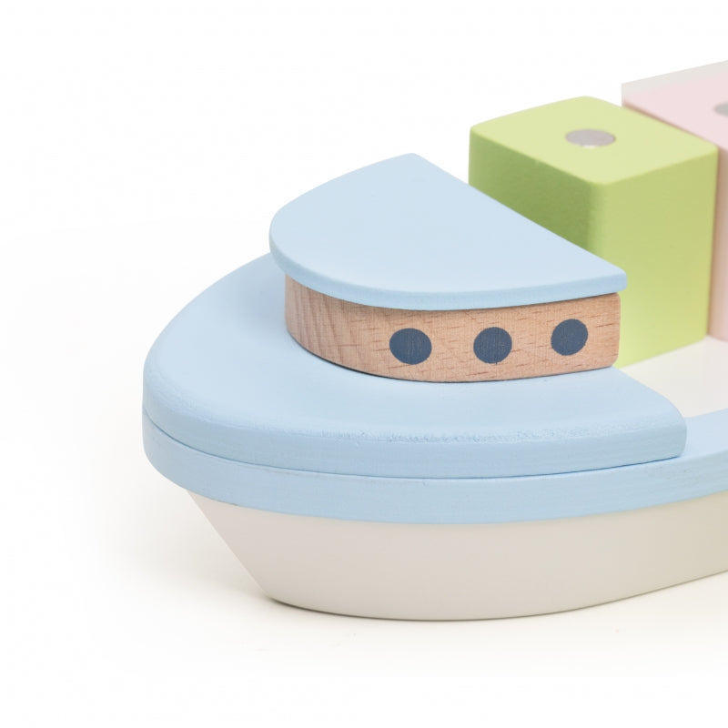 CLASSIC WORLD Houten Blokken Vrachtschip - 13 stuks