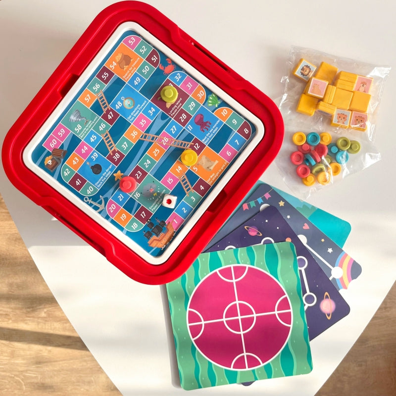 WOOPIE Speeltafel met 10 verschillende (Logische) Bordspellen - 65 stuks