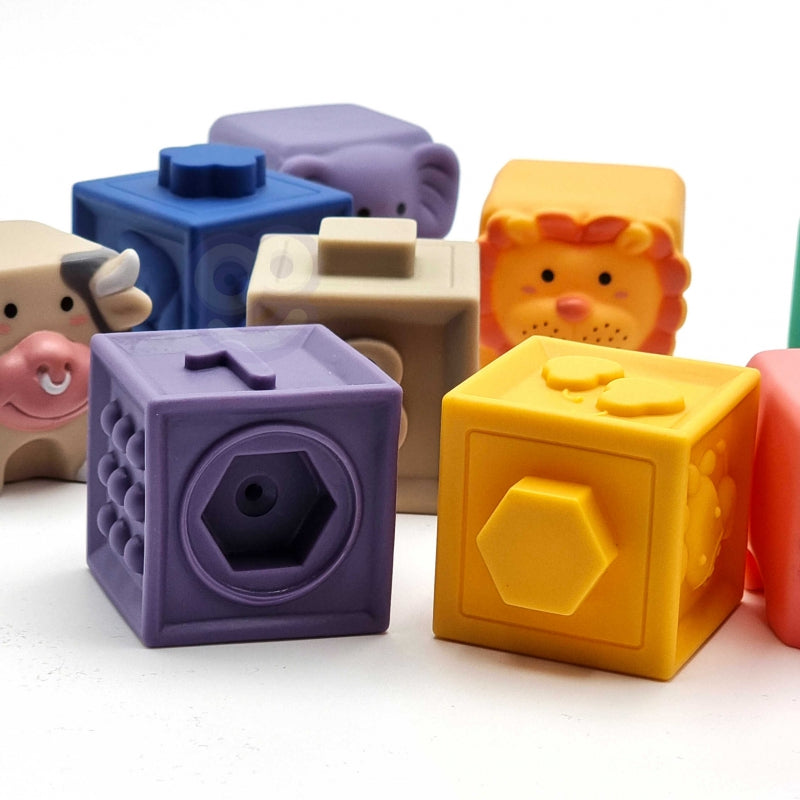 WOOPIE BABY Sensorische Blokken Puzzel om in te Knijpen met Geluid - Rekenen – 12-delig
