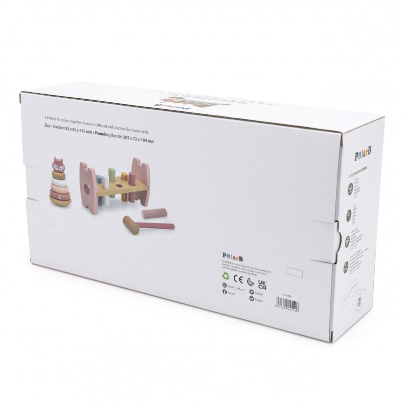 VIGA PolarB Houten speelgoed Piramide Set + Hammertje, Prikspel Vos