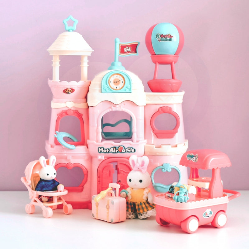 WOOPIE Speelgoed Kleurrijk Poppenhuis met 3 verdiepingen, figuurtjes en accessoires