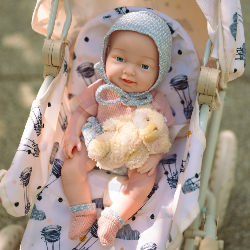 WOOPIE Baby pop 36 cm in kleding met Teddy Beer en eet Accessoires