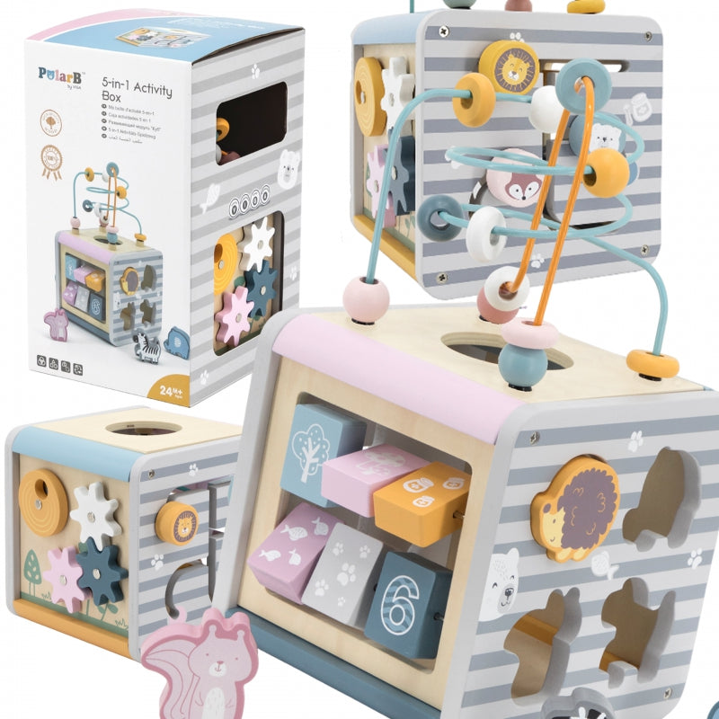 VIGA PolarB Houten Activiteit Kubus voor baby's en peuters