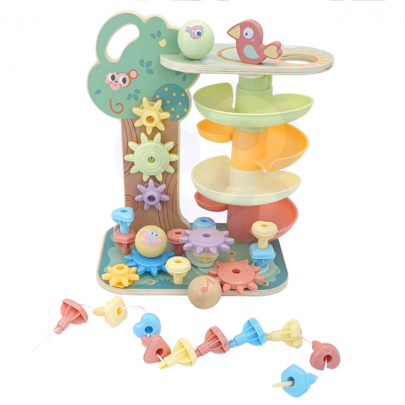 WOOPIE GREEN 4-in-1 Kogelbaan, Activiteitenboom - Montessori speelgoed - FSC gercertificeerd