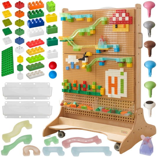 MASTERKIDZ Vrijstaand Houten Blokkenbouw bord + Accessoires