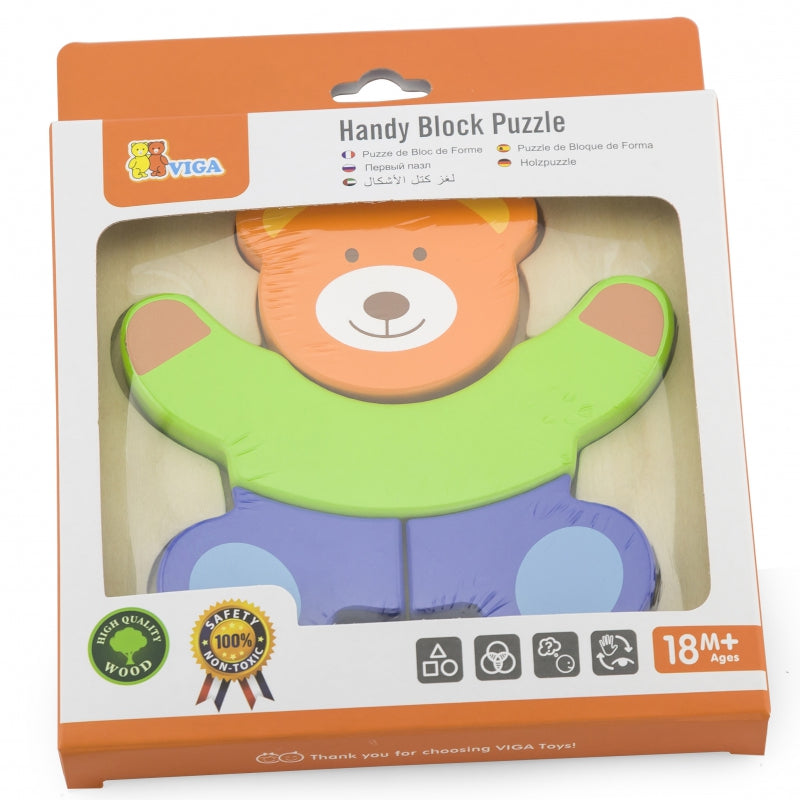 VIGA Eerste Houten Puzzel voor Baby in de vorm van een Beer