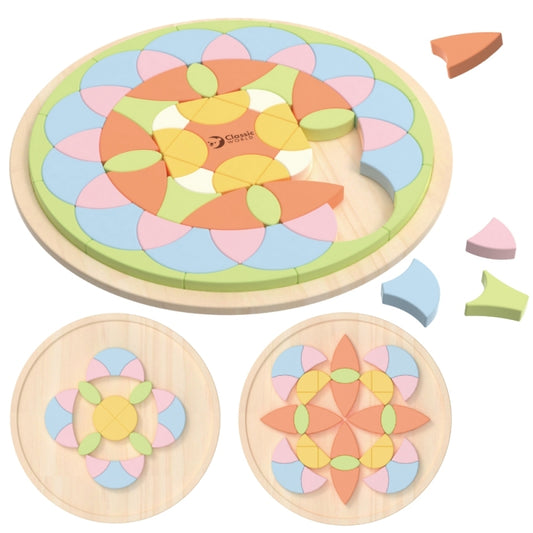 CLASSIC WORLD Pastel Mandala Puzzel -  Montessori speelgoed -  Mozaïek - Bloemen