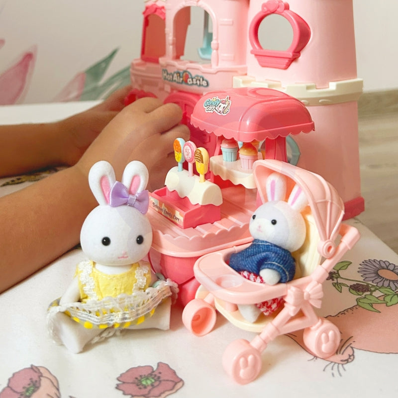 WOOPIE Speelgoed Kleurrijk Poppenhuis met 3 verdiepingen, figuurtjes en accessoires