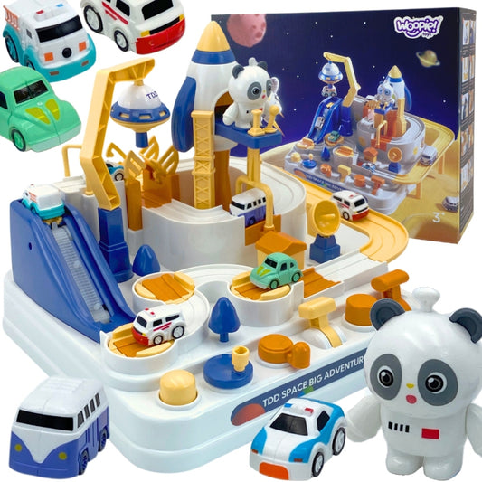 WOOPIE Interactieve Auto speelbaan, racebaan "Panda’s Ruimteavontuur"