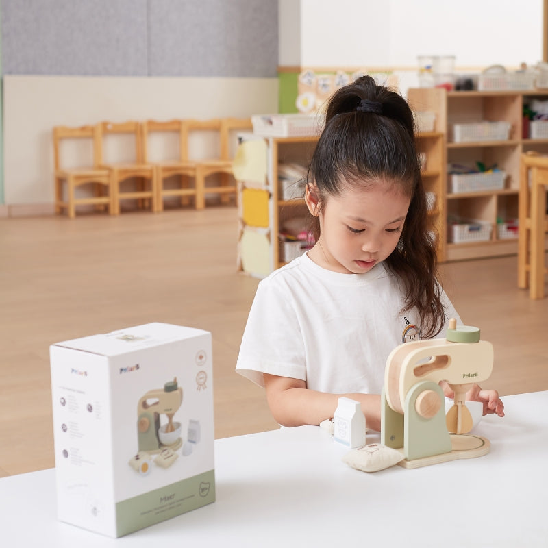 VIGA Houten speelgoed Keukenmixer Groen + Accessoires
