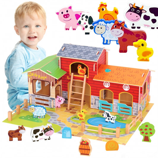 WOOPIE GREEN Mega boerderij Dierenfiguren - Stal Schuur Kippenhok - 18 stuks