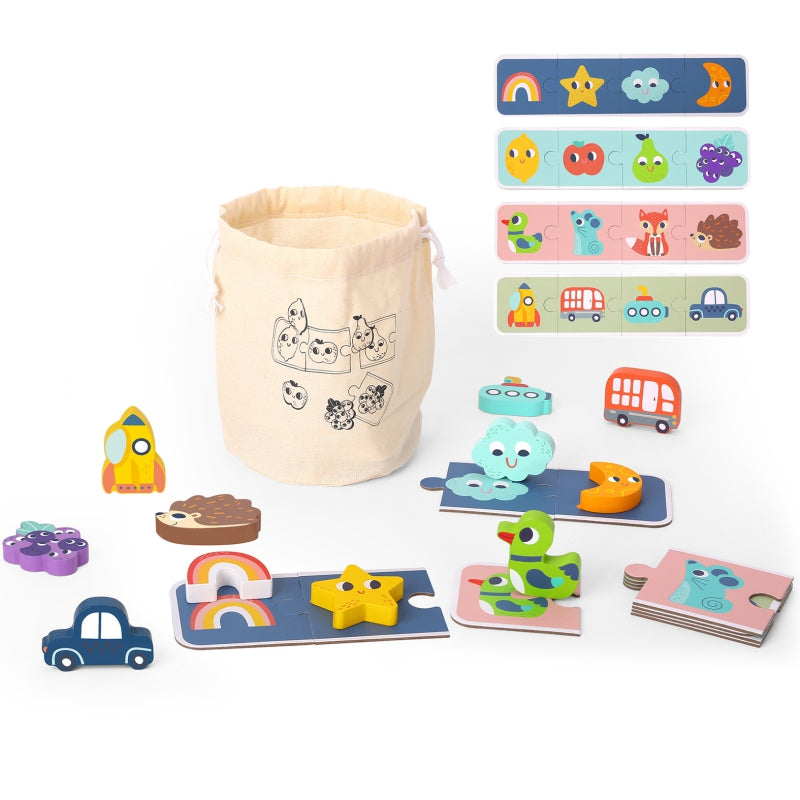 WOOPIE GREEN Sensorische Puzzel -  Memory spel met Vormen - FSC gecertificeerd