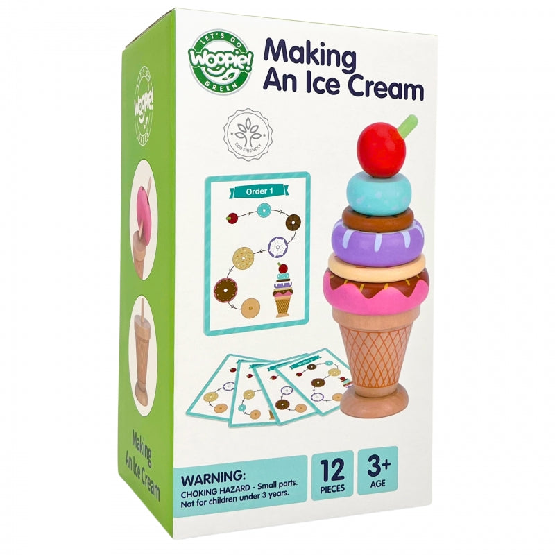 WOOPIE GREEN Houten ijsje Puzzel 12 stuks - Montessori speelgoed