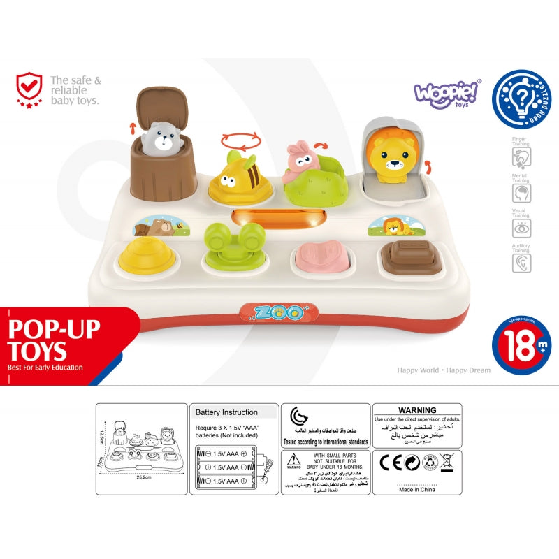 WOOPIE  Pop-up Dierentuin Diertjes spel voor Baby's, Educatief Speelgoed