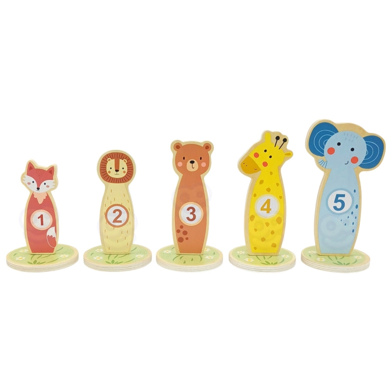TOOKY TOY Houten Gooi de kegels behendigheidsspel - 15 stuks