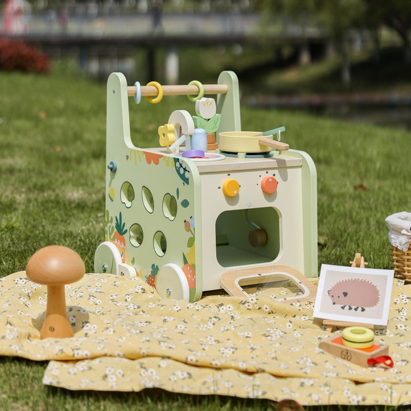 CLASSIC WORLD Houten Keuken 2 in 1 Duwwagen met Verwijderbare Wielen