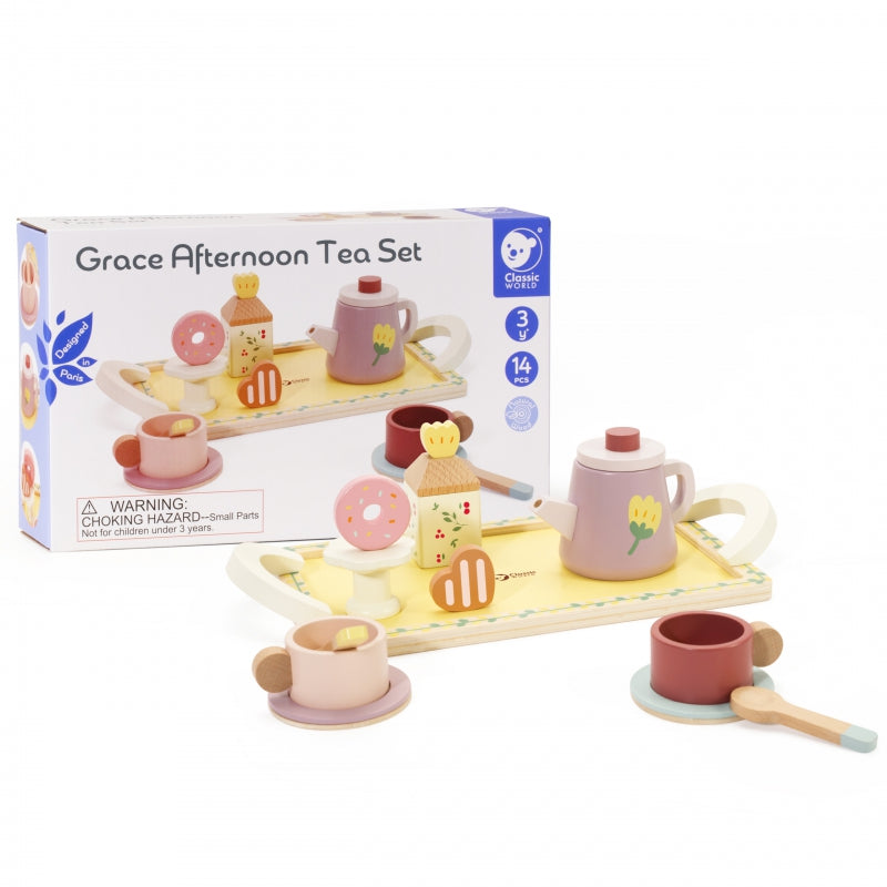 CLASSIC WORLD Houten thee- en gebakjes set  14-delig