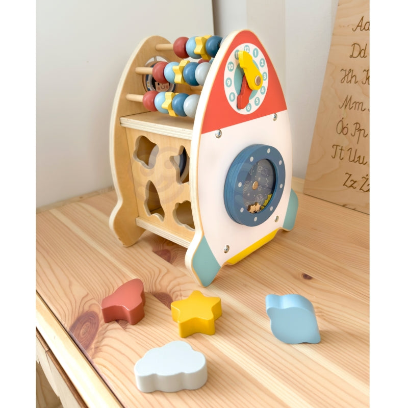 TOOKY TOY Ruimteraket Activiteitensorteerder Houten Doolhof