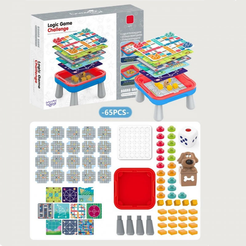 WOOPIE Speeltafel met 10 verschillende (Logische) Bordspellen - 65 stuks