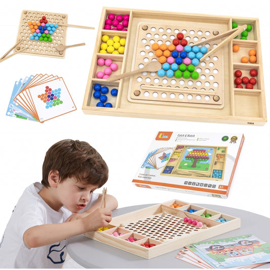 VIGA Houten Kralenspel "Pak en Match", Montessori Puzzel