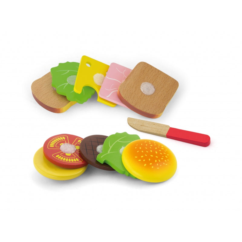 Viga Speelgoed Hamburger- en Sandwich snij set