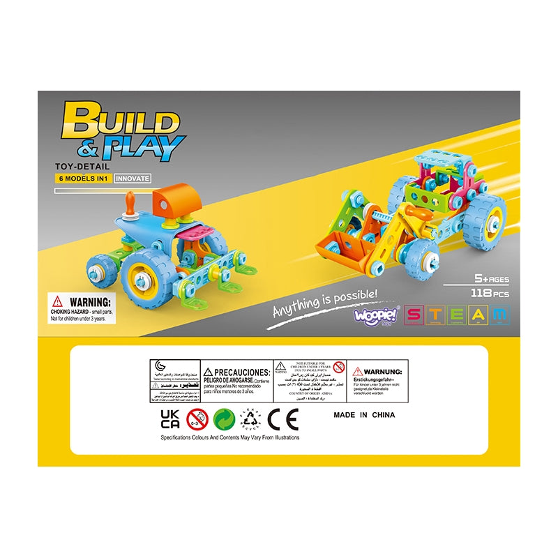 WOOPIE Speelgoed Constructie set Voertuigen van Blokken 118 stuks - STEM speelgoed