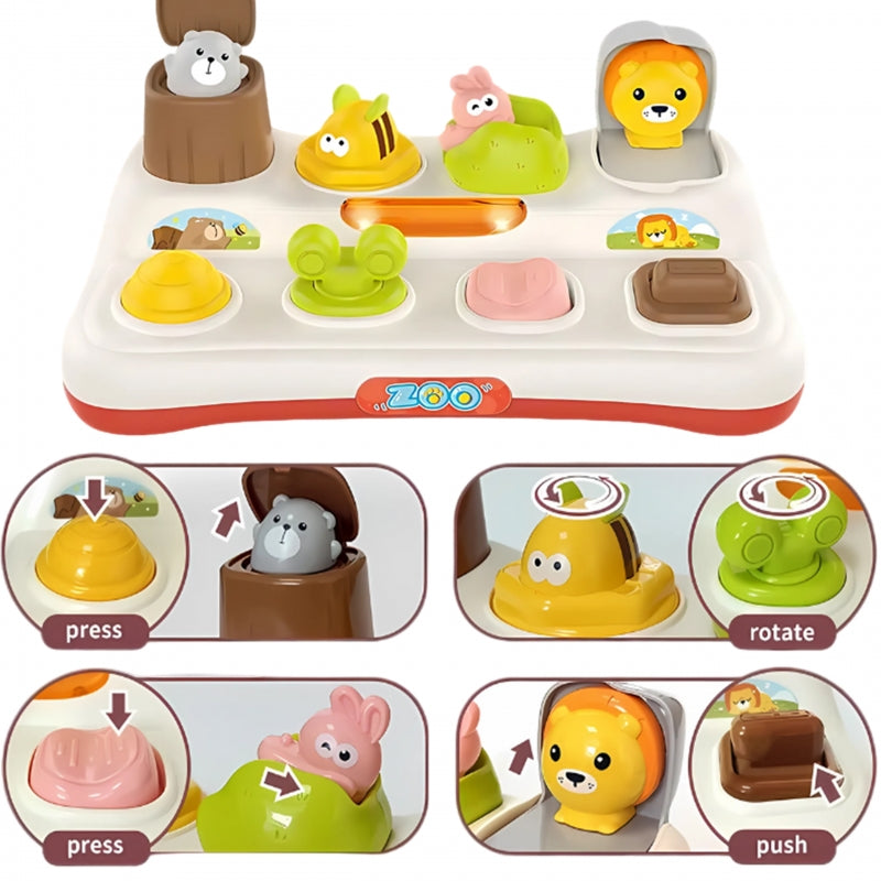 WOOPIE  Pop-up Dierentuin Diertjes spel voor Baby's, Educatief Speelgoed