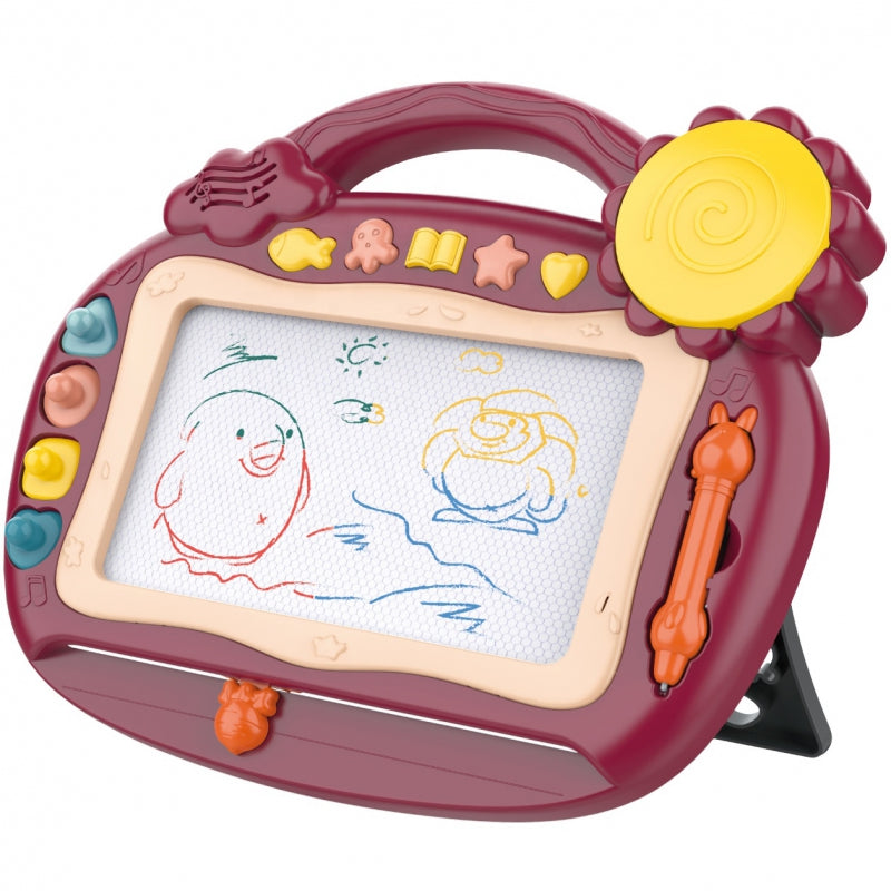 WOOPIE Magnetisch Tekenbord met Kleurrijk Stempels Bordeaux - Speelgoedtekentablet