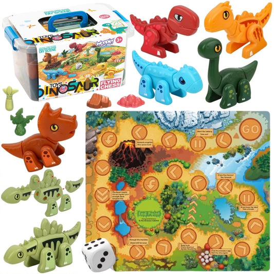 WOOPIE Bouwset 2-in-1 Bordspel Dinosaurussen + Dobbelsteen 46 stuks