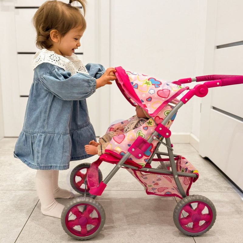 WOOPIE Kinderwagen Poppenwagen Hartjes Gekleurd