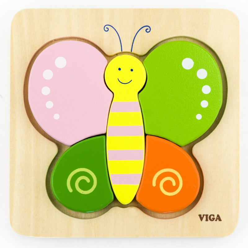 VIGA Eerste Houten Puzzel voor Peuters in vorm vlinder