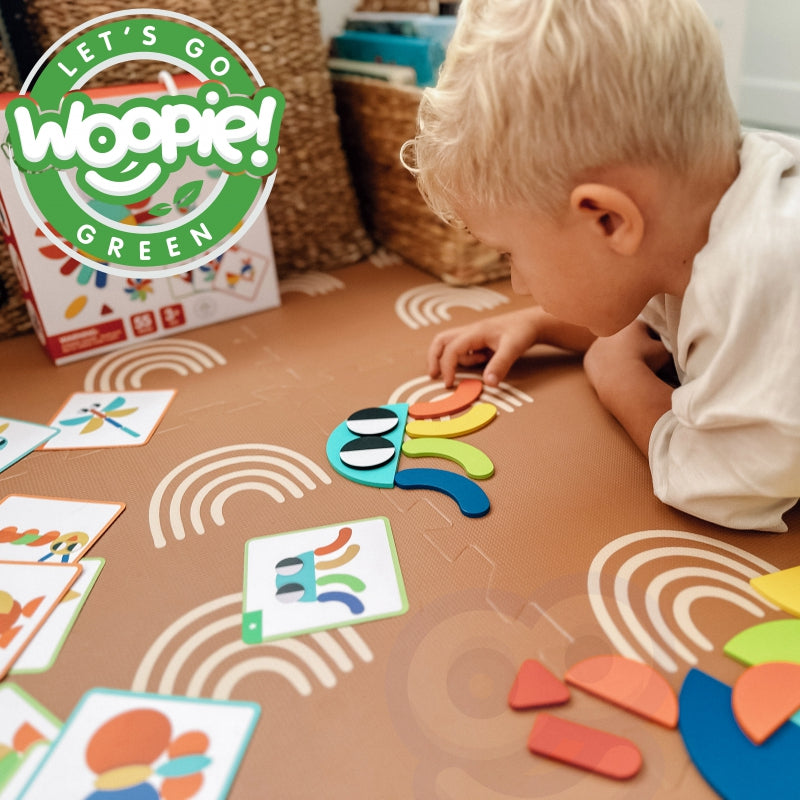 WOOPIE GREEN Houten Montessori Puzzel - 40 Patronen - 55 stuks - FSC-certificaat