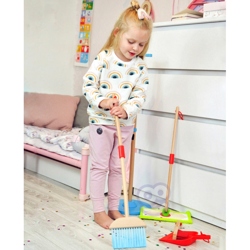 TOOKY TOY Houten Speelgoed Schoonmaak set - Opruimset voor Kinderen 6 stuks