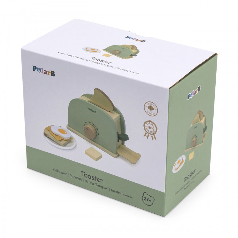 VIGA Houten Speelgoed Broodroosterset Groen + Accessoires