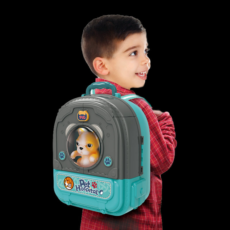 WOOPIE Speelgoed Kleine Dierenarts set met Huisje in een Rugzak en Hondje