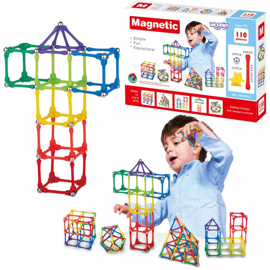 WOOPIE Magnetische Bouwstenen, Staafjes Creatieve Puzzel 110 stuks